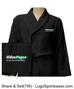 VideoPages (His/Hers) Black Robe (1) Logo - Logo on Left Chest Area. Design Zoom